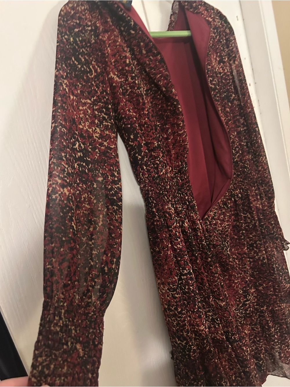 Burgundy Floral Long Sleeve Dress - Picture 5 of 5